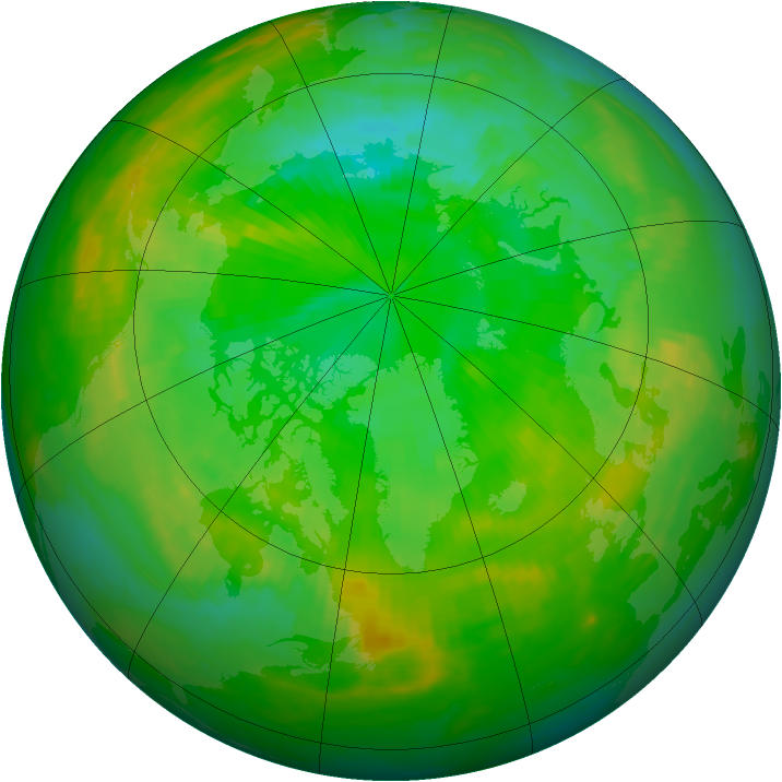 Arctic ozone map for 19 July 1991